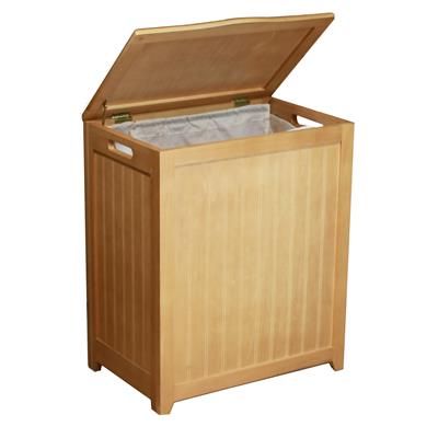 Oceanstar Natural Finished Rectangular Laundry Wood Hamper with Interior Bag RHP0109N