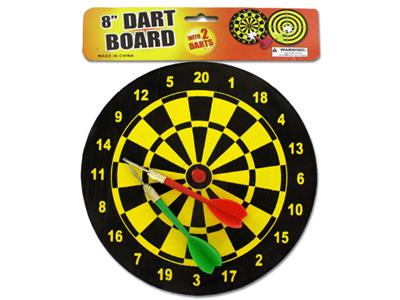 Dart board with darts