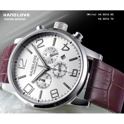 Handlove Professional White Dial Leather Men's Swiss Watch