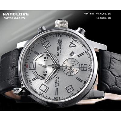 Handlove Imported Leather Glossy White Dial Men's Watch