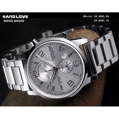 Handlove Stainless Steel Glossy White Dial Men's Watch