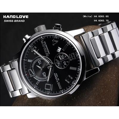 Handlove Stainless Steel Glossy Black Dial Men's Watch