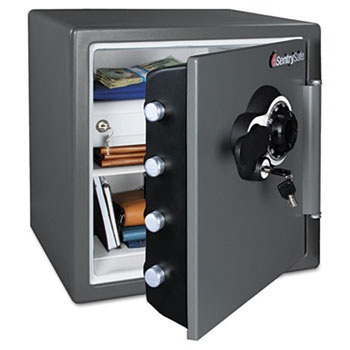 Combination Water/Fire Resistant Safe, 1.23 ft3, 16-3/8 x 19-3/8 x 17-7/8, Gray