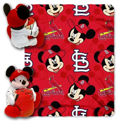 Cardinals  -Disney 40x50 Fleece Throw w/ 14" Plush Mickey Hugger