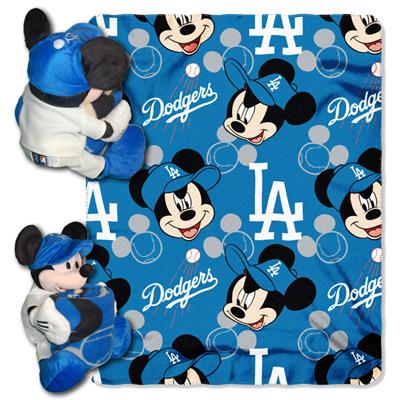 Dodgers -Disney 40x50 Fleece Throw w/ 14" Plush Mickey Hugger
