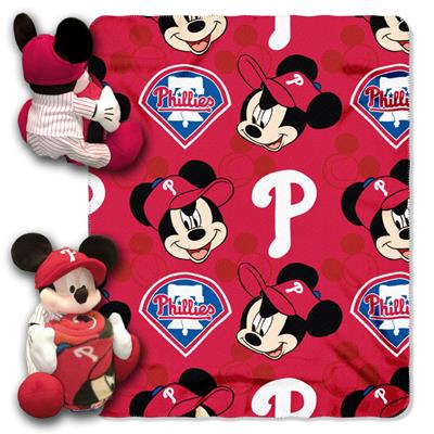 Phillies  -Disney 40x50 Fleece Throw w/ 14" Plush Mickey Hugger