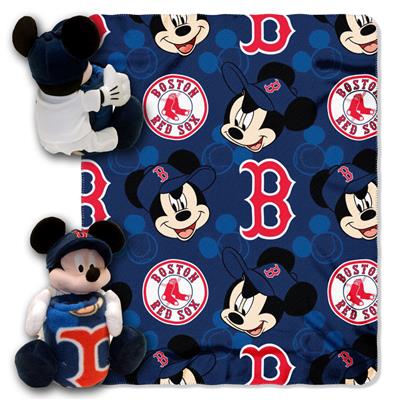 Red Sox   -Disney 40x50 Fleece Throw w/ 14" Plush Mickey Hugger