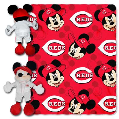 Reds  -Disney 40x50 Fleece Throw w/ 14" Plush Mickey Hugger