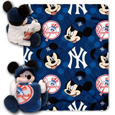 Yankees  -Disney 40x50 Fleece Throw w/ 14" Plush Mickey Hugger