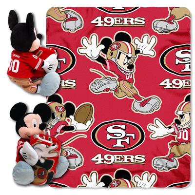 49ers -Disney 40x50 Fleece Throw w/ 14" Plush Mickey Hugger