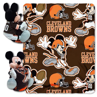 Browns -Disney 40x50 Fleece Throw w/ 14" Plush Mickey Hugger