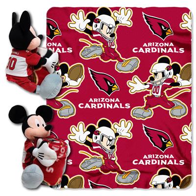 Cardinals -Disney 40x50 Fleece Throw w/ 14" Plush Mickey Hugger