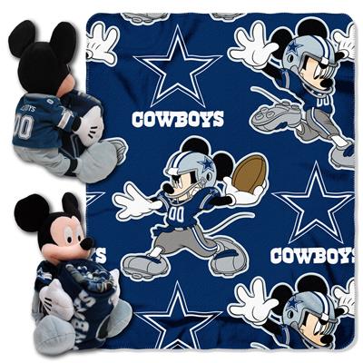 Cowboys -Disney 40x50 Fleece Throw w/ 14" Plush Mickey Hugger
