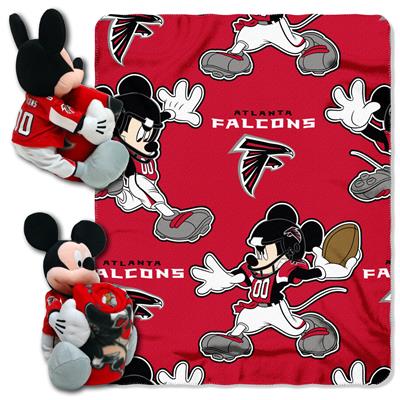 Falcons -Disney 40x50 Fleece Throw w/ 14" Plush Mickey Hugger