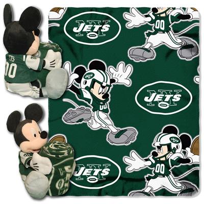 Jets -Disney 40x50 Fleece Throw w/ 14" Plush Mickey Hugger