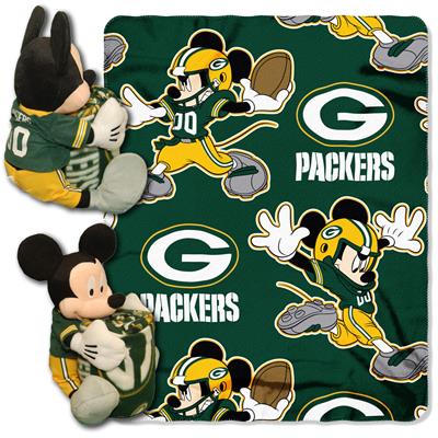 Packers -Disney 40x50 Fleece Throw w/ 14" Plush Mickey Hugger