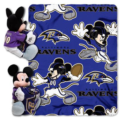 Ravens -Disney 40x50 Fleece Throw w/ 14" Plush Mickey Hugger