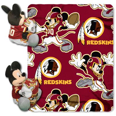 Redskins -Disney 40x50 Fleece Throw w/ 14" Plush Mickey Hugger