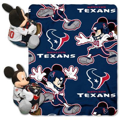Texans -Disney 40x50 Fleece Throw w/ 14" Plush Mickey Hugger