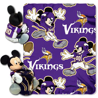 Vikings -Disney 40x50 Fleece Throw w/ 14" Plush Mickey Hugger