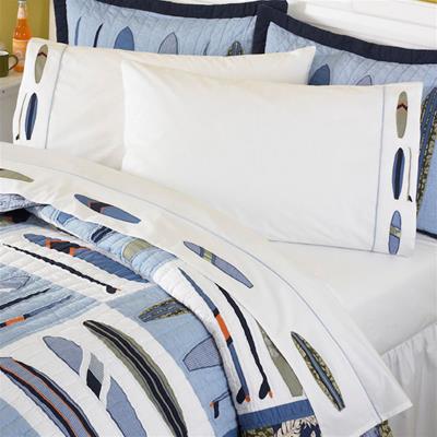 Catch a Wave Embroidered Full Sheet Set