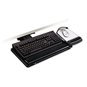 Positive Locking Keyboard Tray, Highly Adjustable Platform, 17-3/4" Track, Black