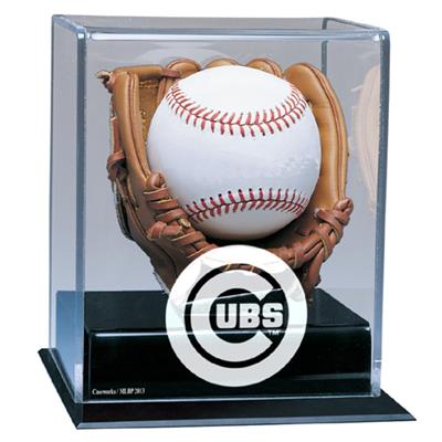 Chicago Cubs MLB Soft Brown Glove Baseball Display