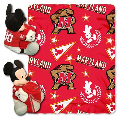 Maryland College-Disney 40x50 Fleece Throw w/ 14" Plush Mickey Hugger