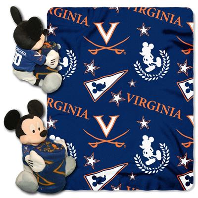 Virginia College-Disney 40x50 Fleece Throw w/ 14" Plush Mickey Hugger