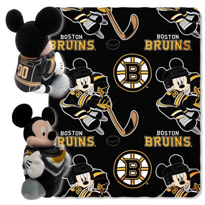 Bruins -Disney 40x50 Fleece Throw w/ 14" Plush Mickey Hugger
