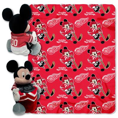 Red Wings -Disney 40x50 Fleece Throw w/ 14" Plush Mickey Hugger