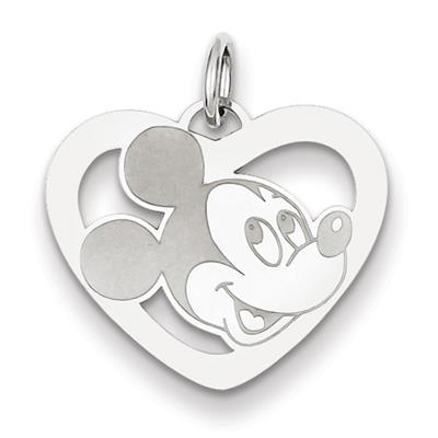 Disney Mickey Heart Pendant in 14kt White Gold - Nice - Polished Finish