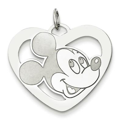 Disney Mickey Heart Pendant in Sterling Silver - Radiant - Mirror Finish