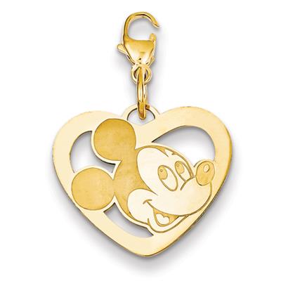 Disney Mickey Heart Pendant in 14kt Yellow Gold - Splendid - Glossy Finish