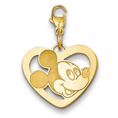 Disney Mickey Heart Pendant in Sterling Silver - Superb - Glossy Polish