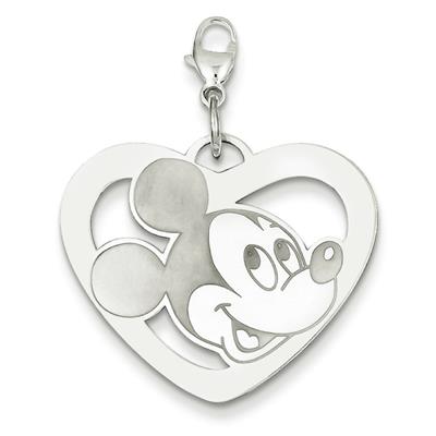 Disney Mickey Heart Pendant in Sterling Silver - Glamorous - Mirror Finish
