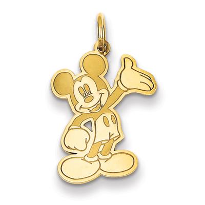 Disney Waving Mickey Pendant in 14kt Yellow Gold - Interesting - Polished Finish