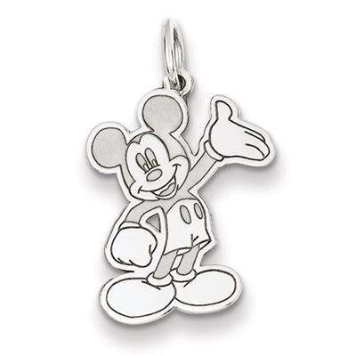 Disney Waving Mickey Pendant in 14kt White Gold - Bright - Mirror Finish