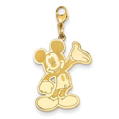 Disney Waving Mickey Pendant in 14kt Yellow Gold - Astonishing - Glossy Finish