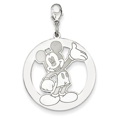 Disney Waving Mickey Pendant in Sterling Silver - Brilliant - Glossy Polish