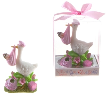 Stork Carrying Newborn Poly Resin - Pink Case Pack 48