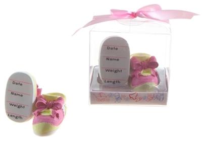 Pair of Baby Booties Poly Resin - Pink Case Pack 48