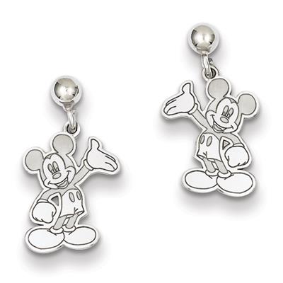 Disney Mickey Earrings in 14kt White Gold - Post with Back - Magnificent