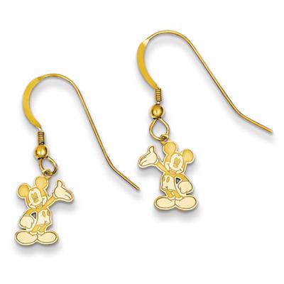 Disney Mickey Earrings in Yellow Gold - 14kt - Shepherd Hook - Eye-Popping