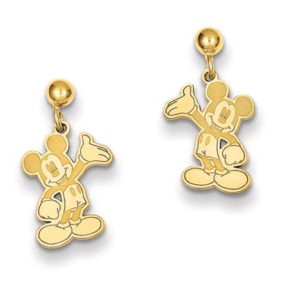 Disney Mickey Earrings in 14kt Yellow Gold - Pressure Back - Astounding