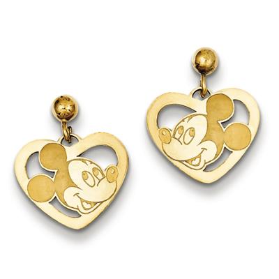 Disney Mickey Heart Earrings in Sterling Silver - Butterfly Back - Graceful