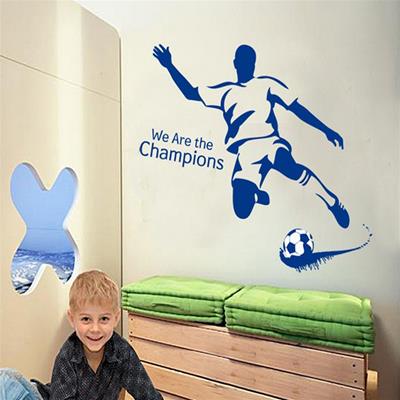 Football Man DIY Adhesive Removable Wall Decal - "We are the Champions"
