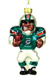 Miami Dolphins Blown Glass Football Player Ornament