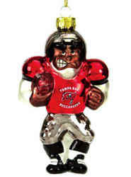 Tampa Bay Buccaneers Blown Glass Football Player Ornament