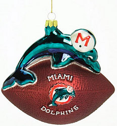 Miami Dolphins Mascot Football Ornament